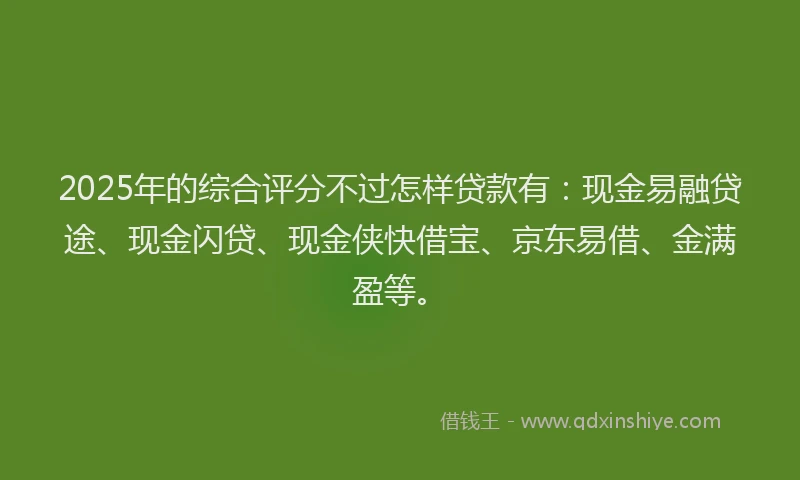 2025年的综合评分不过怎样贷款有：现金易融贷途、现金闪贷、现金侠快借宝、京东易借、金满盈等。