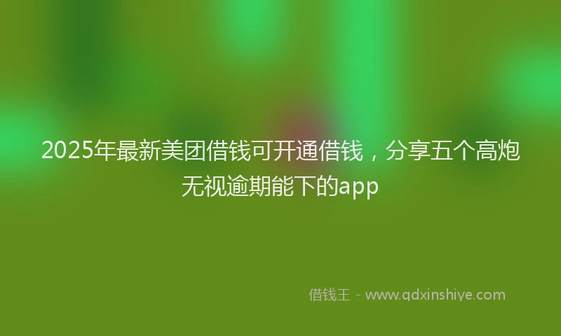 2025年最新美团借钱可开通借钱，分享五个高炮无视逾期能下的app