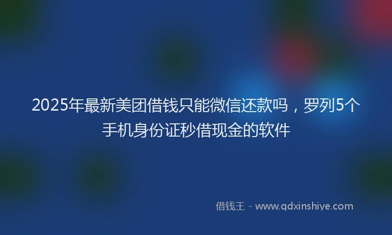 2025年最新美团借钱只能微信还款吗，罗列5个手机身份证秒借现金的软件