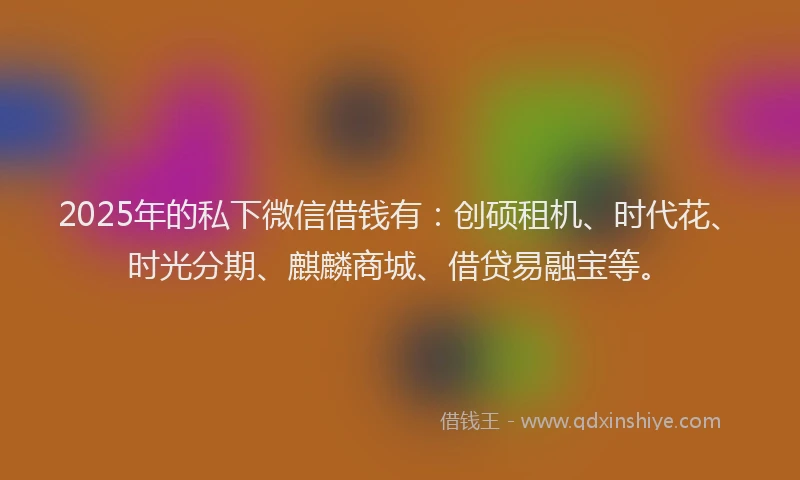 2025年的私下微信借钱有：创硕租机、时代花、时光分期、麒麟商城、借贷易融宝等。