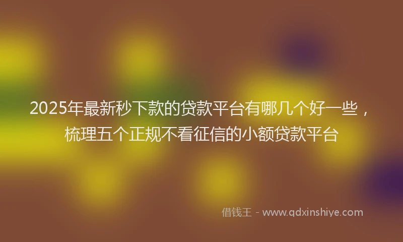 2025年最新秒下款的贷款平台有哪几个好一些，梳理五个正规不看征信的小额贷款平台