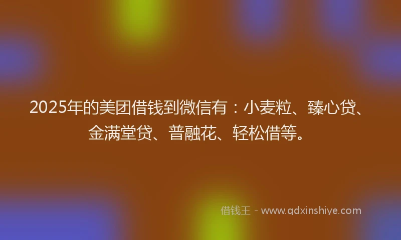 2025年的美团借钱到微信有：小麦粒、臻心贷、金满堂贷、普融花、轻松借等。