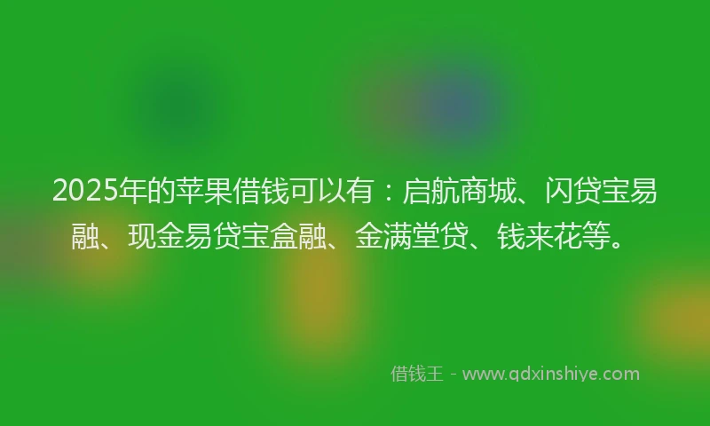 2025年的苹果借钱可以有：启航商城、闪贷宝易融、现金易贷宝盒融、金满堂贷、钱来花等。