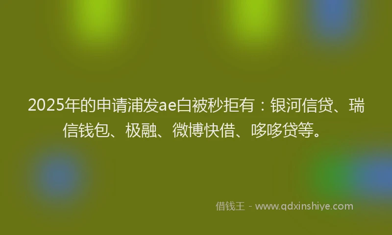 2025年的申请浦发ae白被秒拒有：银河信贷、瑞信钱包、极融、微博快借、哆哆贷等。