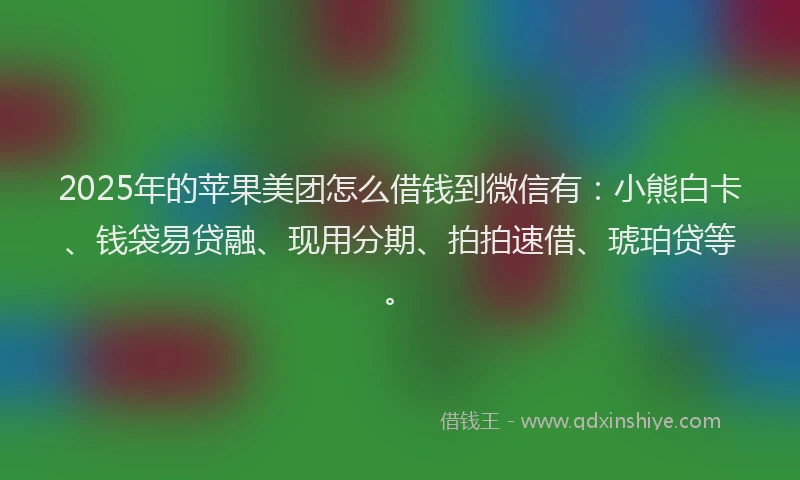 2025年的苹果美团怎么借钱到微信有：小熊白卡、钱袋易贷融、现用分期、拍拍速借、琥珀贷等。