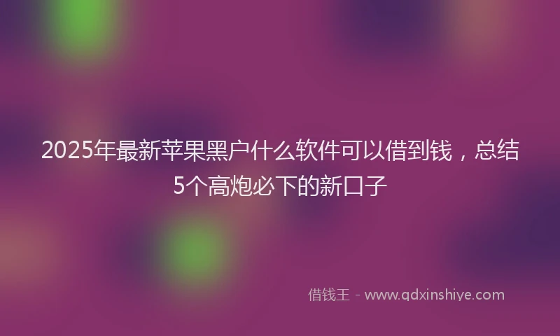 2025年最新苹果黑户什么软件可以借到钱，总结5个高炮必下的新口子