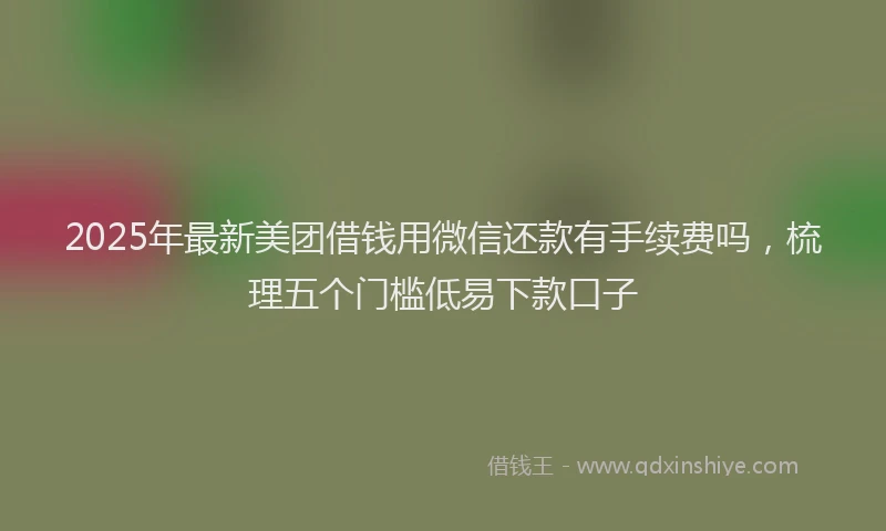 2025年最新美团借钱用微信还款有手续费吗，梳理五个门槛低易下款口子