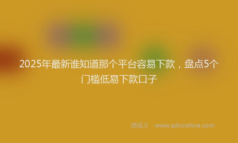 2025年最新谁知道那个平台容易下款，盘点5个门槛低易下款口子