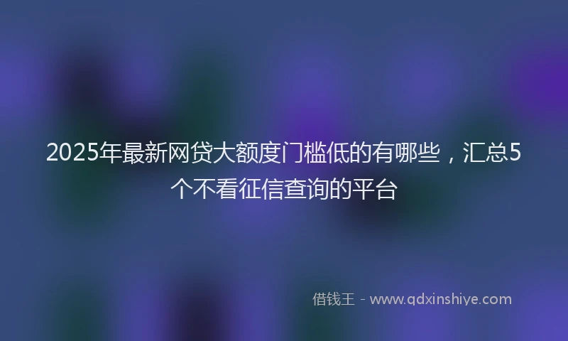 2025年最新网贷大额度门槛低的有哪些，汇总5个不看征信查询的平台