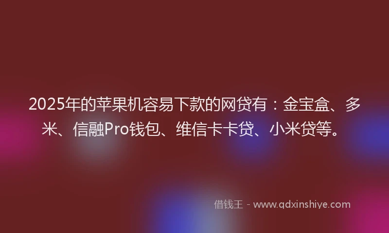 2025年的苹果机容易下款的网贷有：金宝盒、多米、信融Pro钱包、维信卡卡贷、小米贷等。