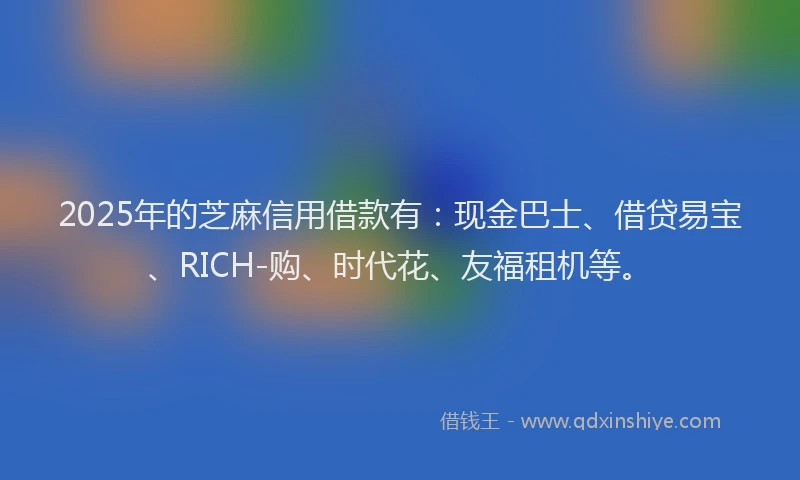 2025年的芝麻信用借款有：现金巴士、借贷易宝、RICH-购、时代花、友福租机等。