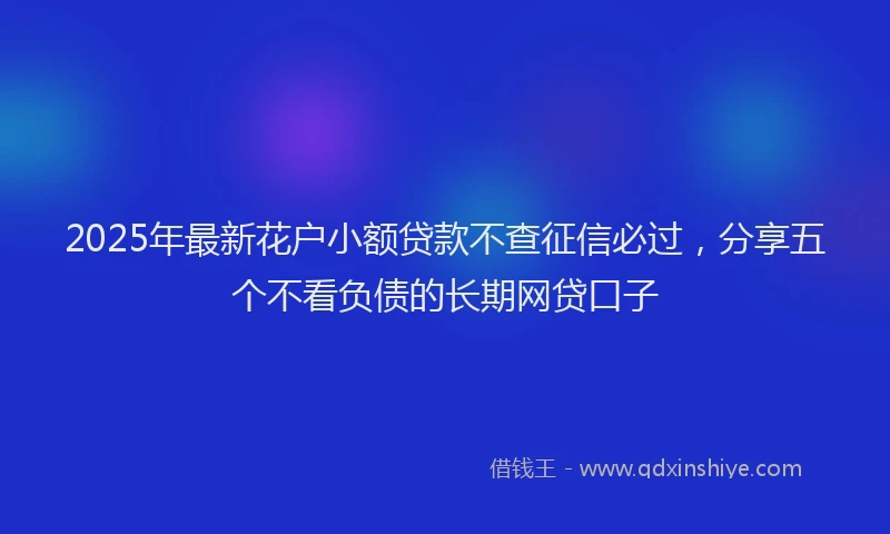 2025年最新花户小额贷款不查征信必过，分享五个不看负债的长期网贷口子