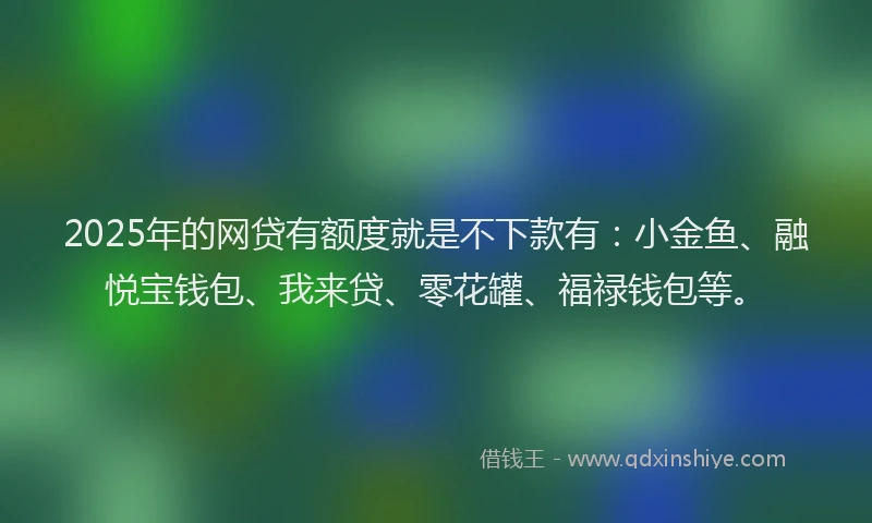 2025年的网贷有额度就是不下款有：小金鱼、融悦宝钱包、我来贷、零花罐、福禄钱包等。