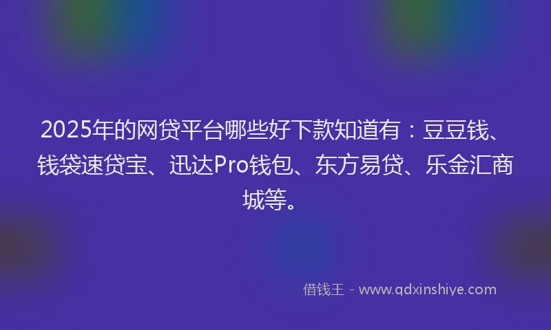 2025年的网贷平台哪些好下款知道有：豆豆钱、钱袋速贷宝、迅达Pro钱包、东方易贷、乐金汇商城等。