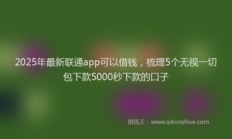 2025年最新联通app可以借钱，梳理5个无视一切包下款5000秒下款的口子