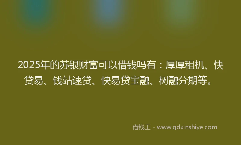 2025年的苏银财富可以借钱吗有：厚厚租机、快贷易、钱站速贷、快易贷宝融、树融分期等。