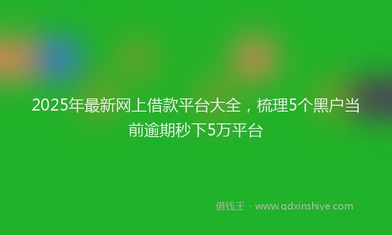 2025年最新网上借款平台大全，梳理5个黑户当前逾期秒下5万平台