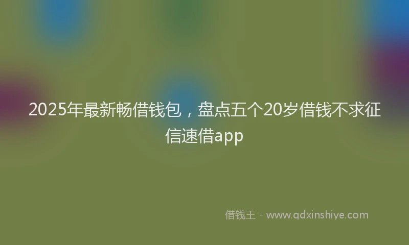 2025年最新畅借钱包，盘点五个20岁借钱不求征信速借app