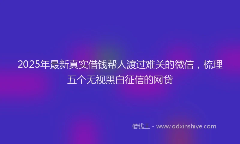 2025年最新真实借钱帮人渡过难关的微信，梳理五个无视黑白征信的网贷