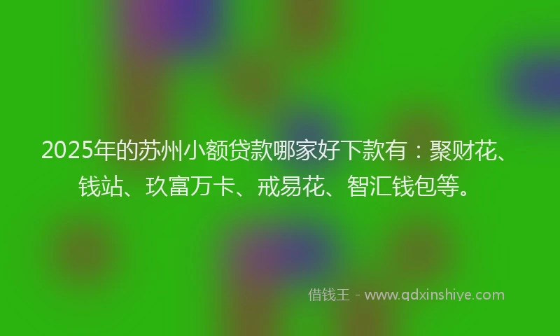 2025年的苏州小额贷款哪家好下款有：聚财花、钱站、玖富万卡、戒易花、智汇钱包等。