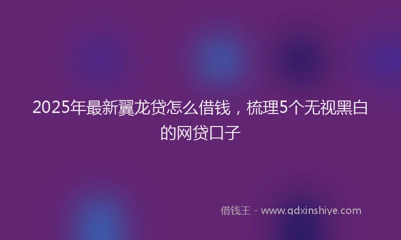 2025年最新翼龙贷怎么借钱，梳理5个无视黑白的网贷口子