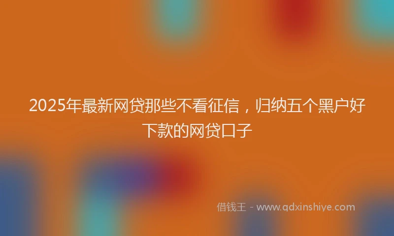 2025年最新网贷那些不看征信，归纳五个黑户好下款的网贷口子