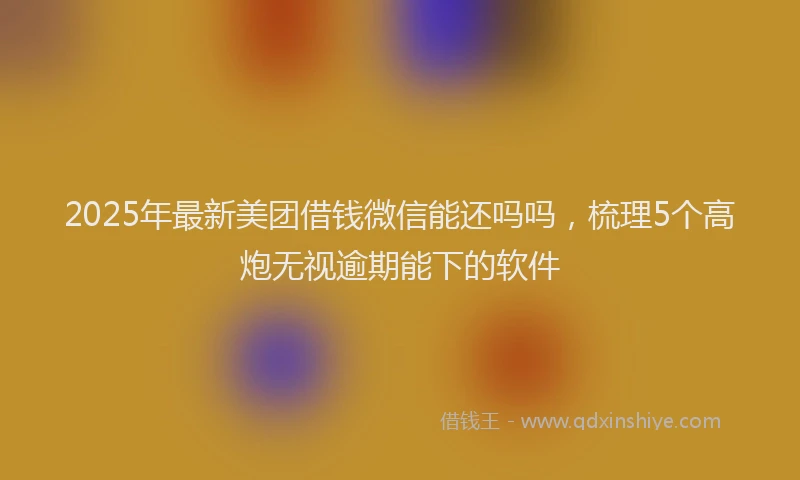 2025年最新美团借钱微信能还吗吗，梳理5个高炮无视逾期能下的软件