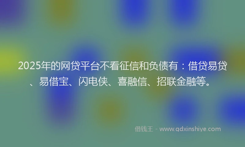 2025年的网贷平台不看征信和负债有：借贷易贷、易借宝、闪电侠、喜融信、招联金融等。