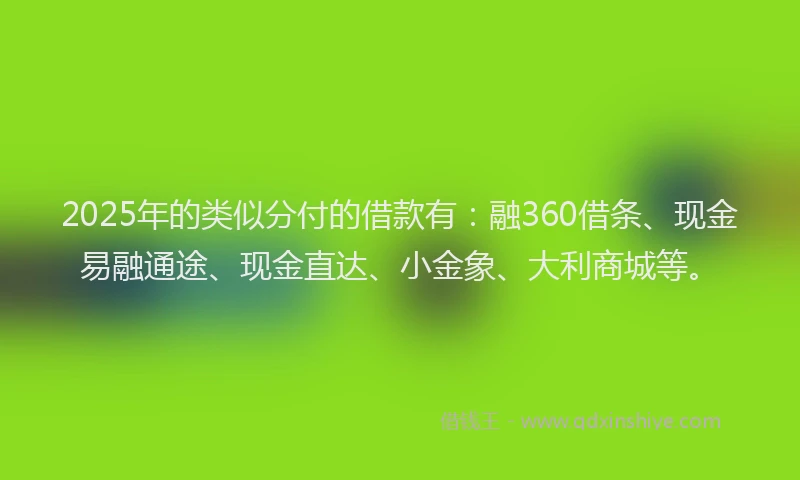 2025年的类似分付的借款有：融360借条、现金易融通途、现金直达、小金象、大利商城等。