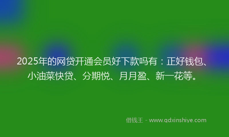 2025年的网贷开通会员好下款吗有：正好钱包、小油菜快贷、分期悦、月月盈、新一花等。