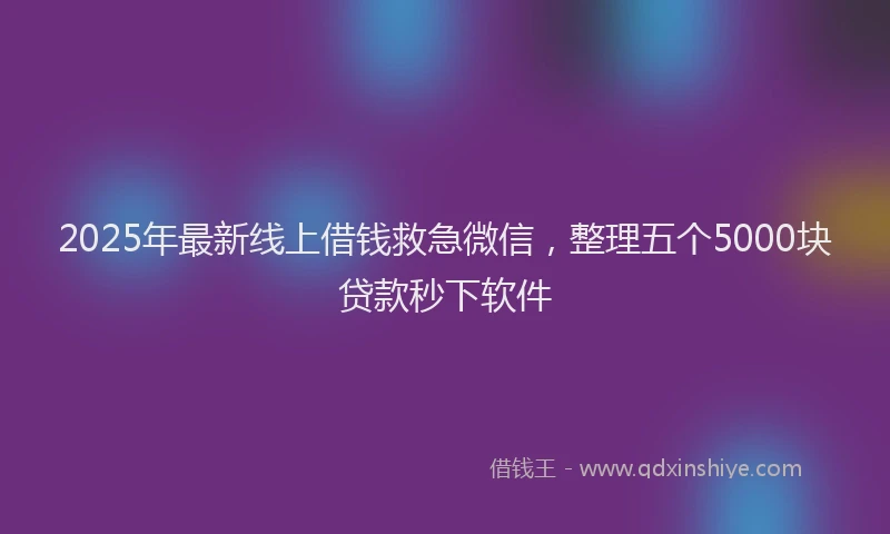 2025年最新线上借钱救急微信，整理五个5000块贷款秒下软件