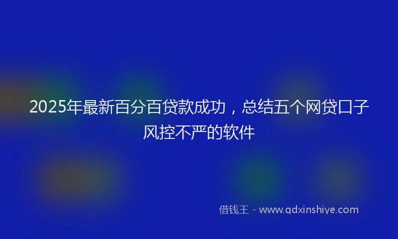 2025年最新百分百贷款成功，总结五个网贷口子风控不严的软件