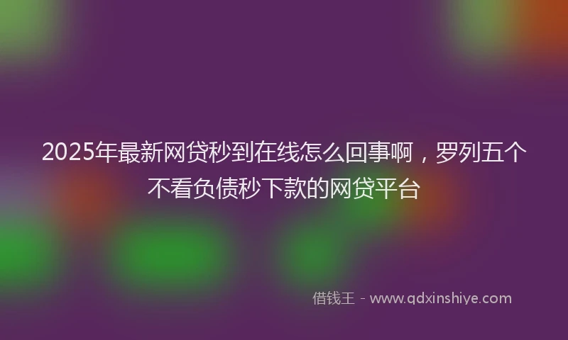 2025年最新网贷秒到在线怎么回事啊，罗列五个不看负债秒下款的网贷平台