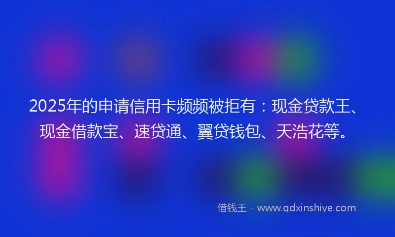 2025年的申请信用卡频频被拒有：现金贷款王、现金借款宝、速贷通、翼贷钱包、天浩花等。
