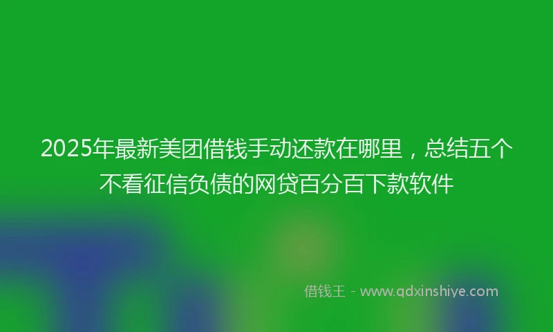 2025年最新美团借钱手动还款在哪里，总结五个不看征信负债的网贷百分百下款软件