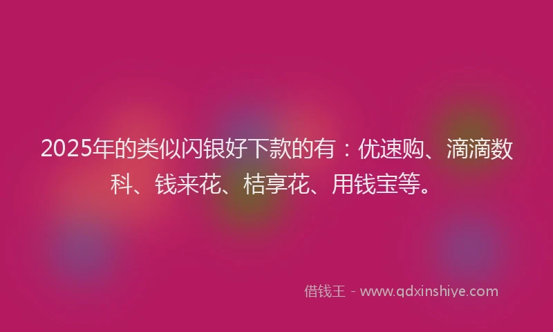 2025年的类似闪银好下款的有：优速购、滴滴数科、钱来花、桔享花、用钱宝等。