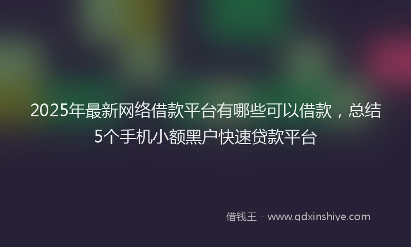 2025年最新网络借款平台有哪些可以借款，总结5个手机小额黑户快速贷款平台