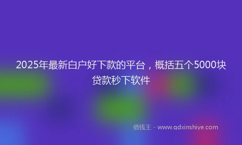 2025年最新白户好下款的平台，概括五个5000块贷款秒下软件