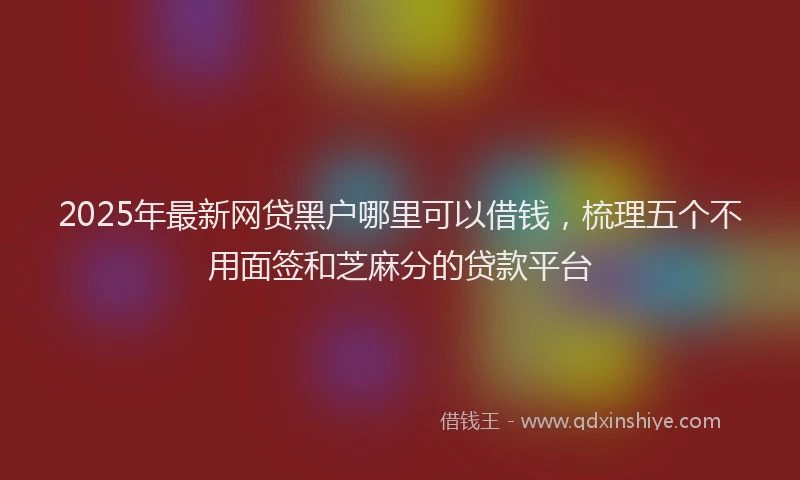 2025年最新网贷黑户哪里可以借钱，梳理五个不用面签和芝麻分的贷款平台