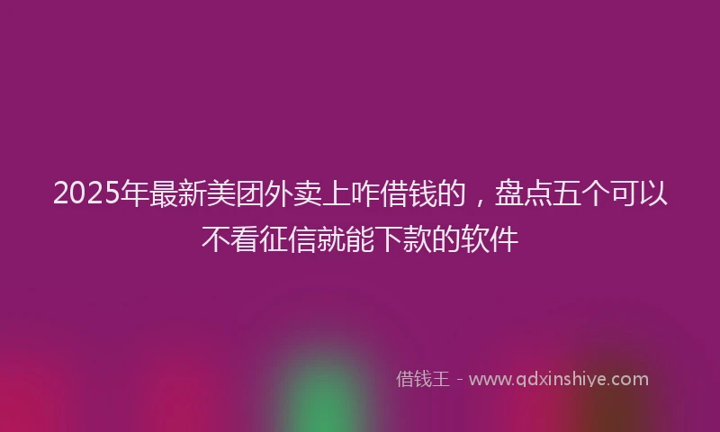 2025年最新美团外卖上咋借钱的，盘点五个可以不看征信就能下款的软件