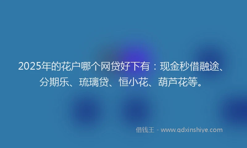 2025年的花户哪个网贷好下有：现金秒借融途、分期乐、琉璃贷、恒小花、葫芦花等。
