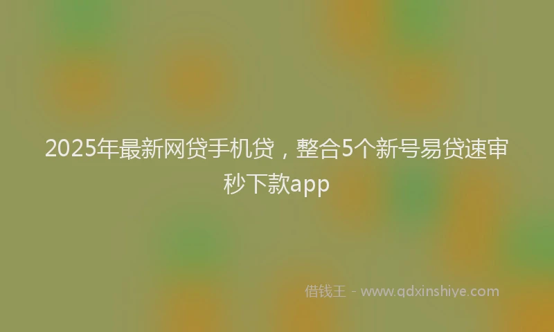 2025年最新网贷手机贷，整合5个新号易贷速审秒下款app