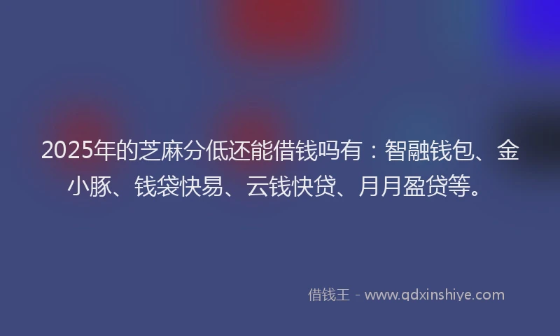 2025年的芝麻分低还能借钱吗有：智融钱包、金小豚、钱袋快易、云钱快贷、月月盈贷等。