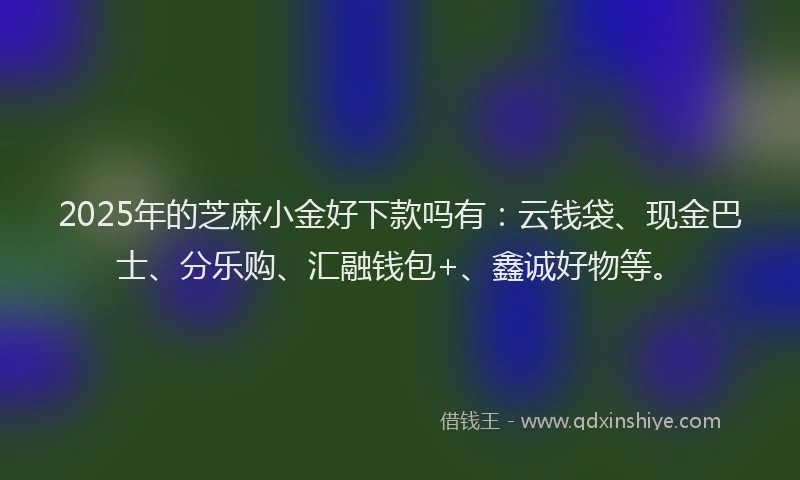 2025年的芝麻小金好下款吗有：云钱袋、现金巴士、分乐购、汇融钱包+、鑫诚好物等。