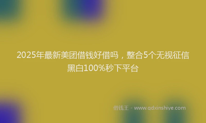 2025年最新美团借钱好借吗，整合5个无视征信黑白100%秒下平台