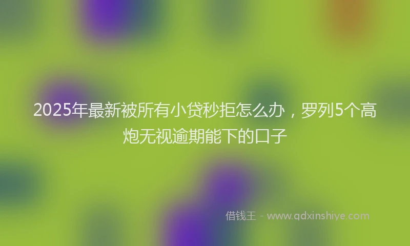 2025年最新被所有小贷秒拒怎么办，罗列5个高炮无视逾期能下的口子