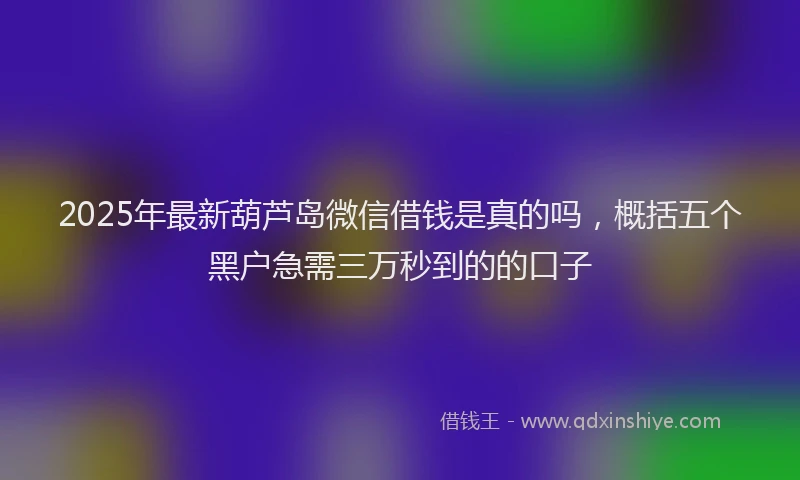 2025年最新葫芦岛微信借钱是真的吗，概括五个黑户急需三万秒到的的口子