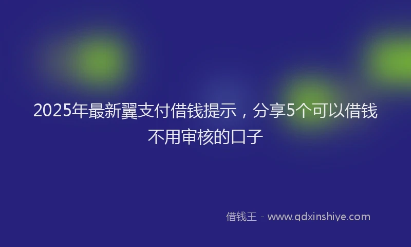 2025年最新翼支付借钱提示，分享5个可以借钱不用审核的口子