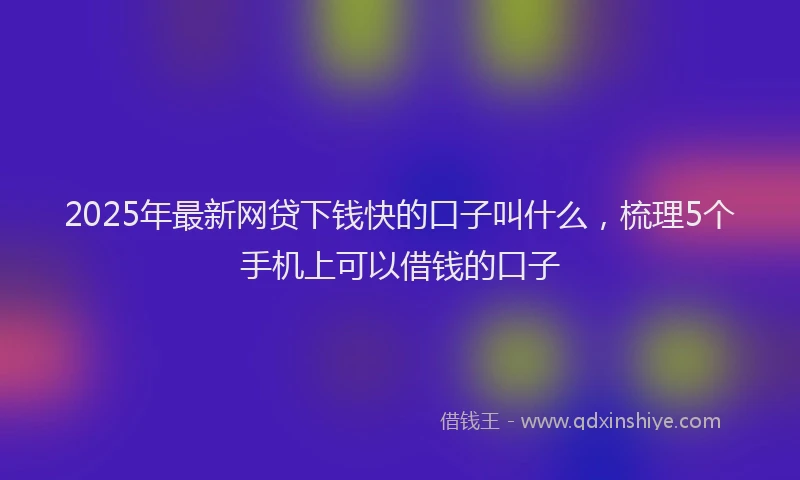 2025年最新网贷下钱快的口子叫什么，梳理5个手机上可以借钱的口子