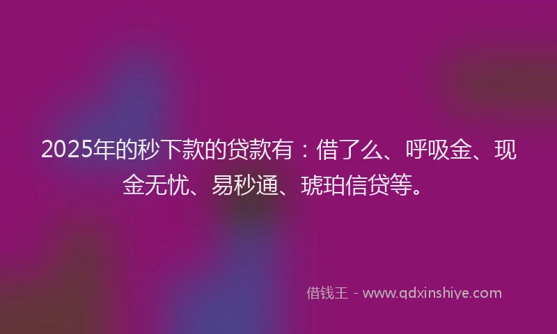 2025年的秒下款的贷款有：借了么、呼吸金、现金无忧、易秒通、琥珀信贷等。